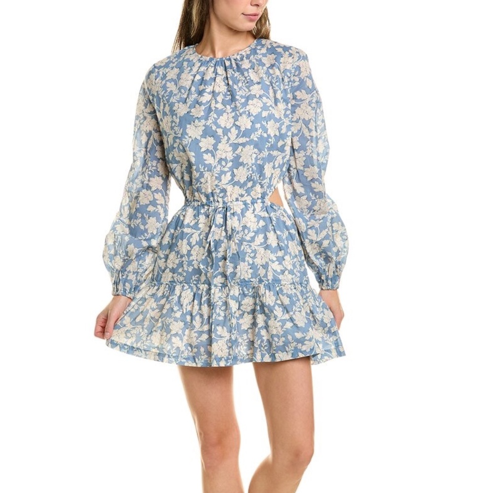 O.P.T. Swarnala Blue Floral Cutaway Dress Sz S